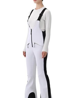 High experience Women’s White & Black Ski Bib Pants - Performance Bib Overalls